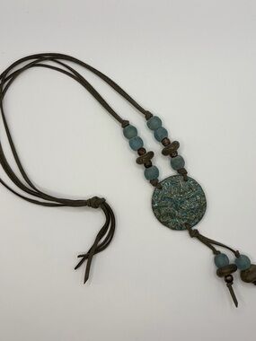Handcrafted Boho Turquoise Beaded Pendant Necklace - Women Jewelry